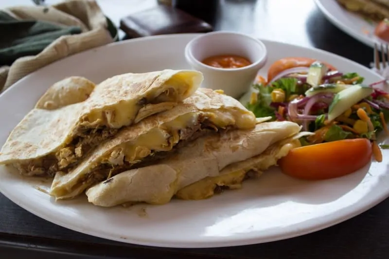 Lunch to work idea: Chicken and cheese quesadilla