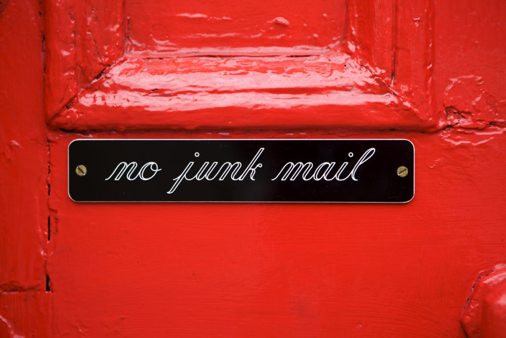 Cut down on paper: use no junk mail sign