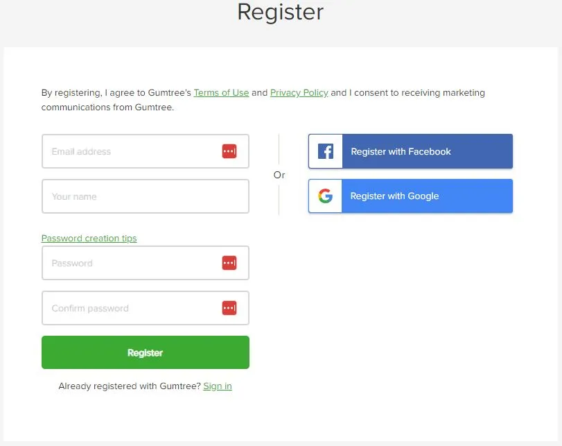 How to sell on Gumtree; register for an account | Swoosh Finance