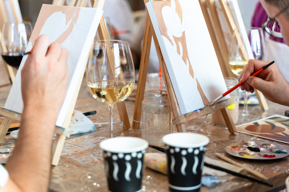A fun paint and sip for a couple to do on their day off.