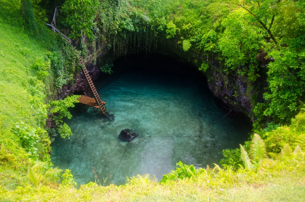 Hidden waterhole in Samoa bushland