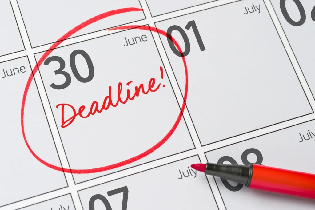 EOFY date June 30 circled in red pen on a calendar