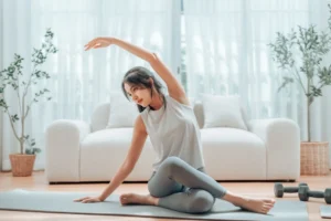 Girl doing home workouts