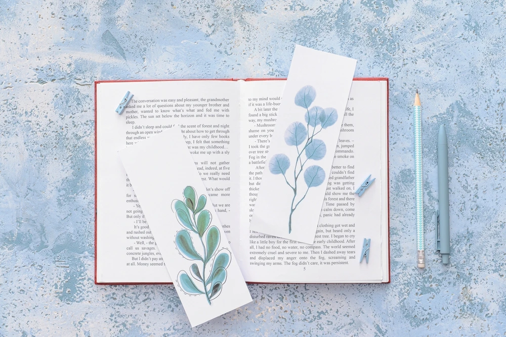 Personalised bookmarks with abstract drawings for someone's partner