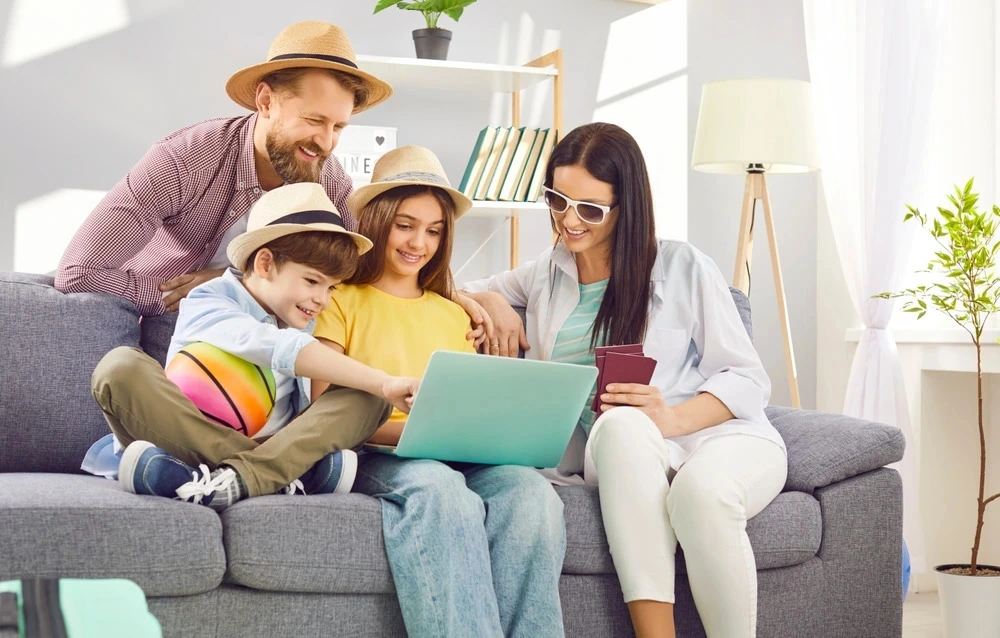 Family planning their holiday schedule together