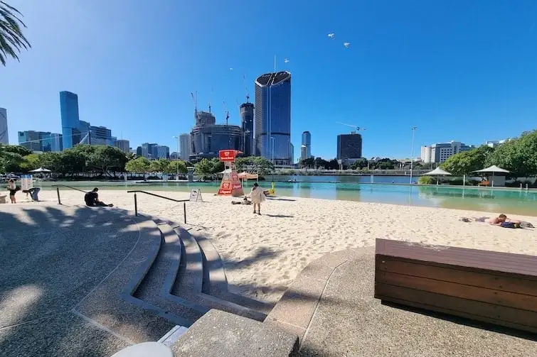 Streets Beach filled with people in South Bank Brisbane