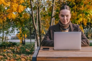 Lady watching her credit score increase