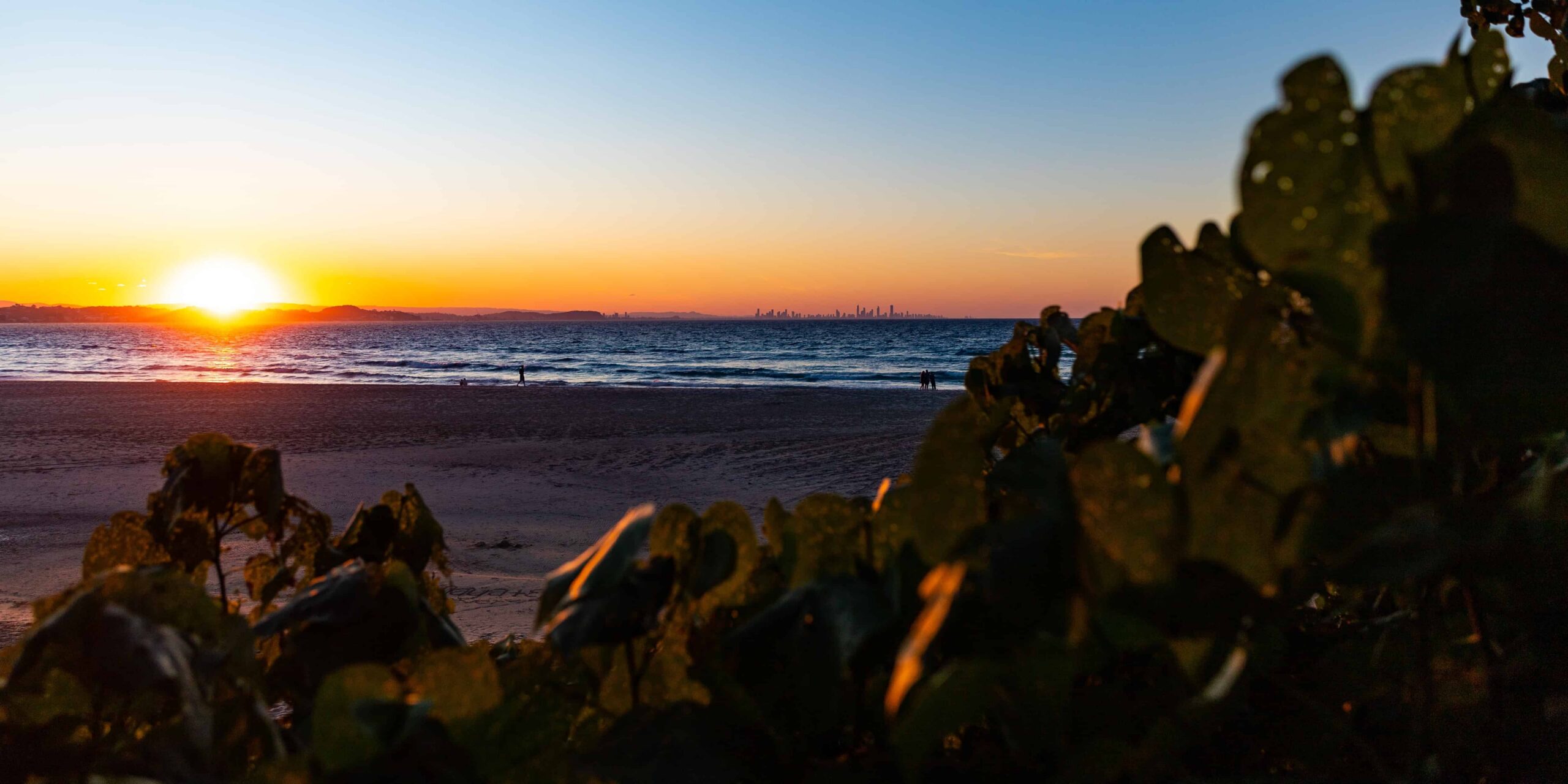 Picturesque beach sunset view in the Gold Coast