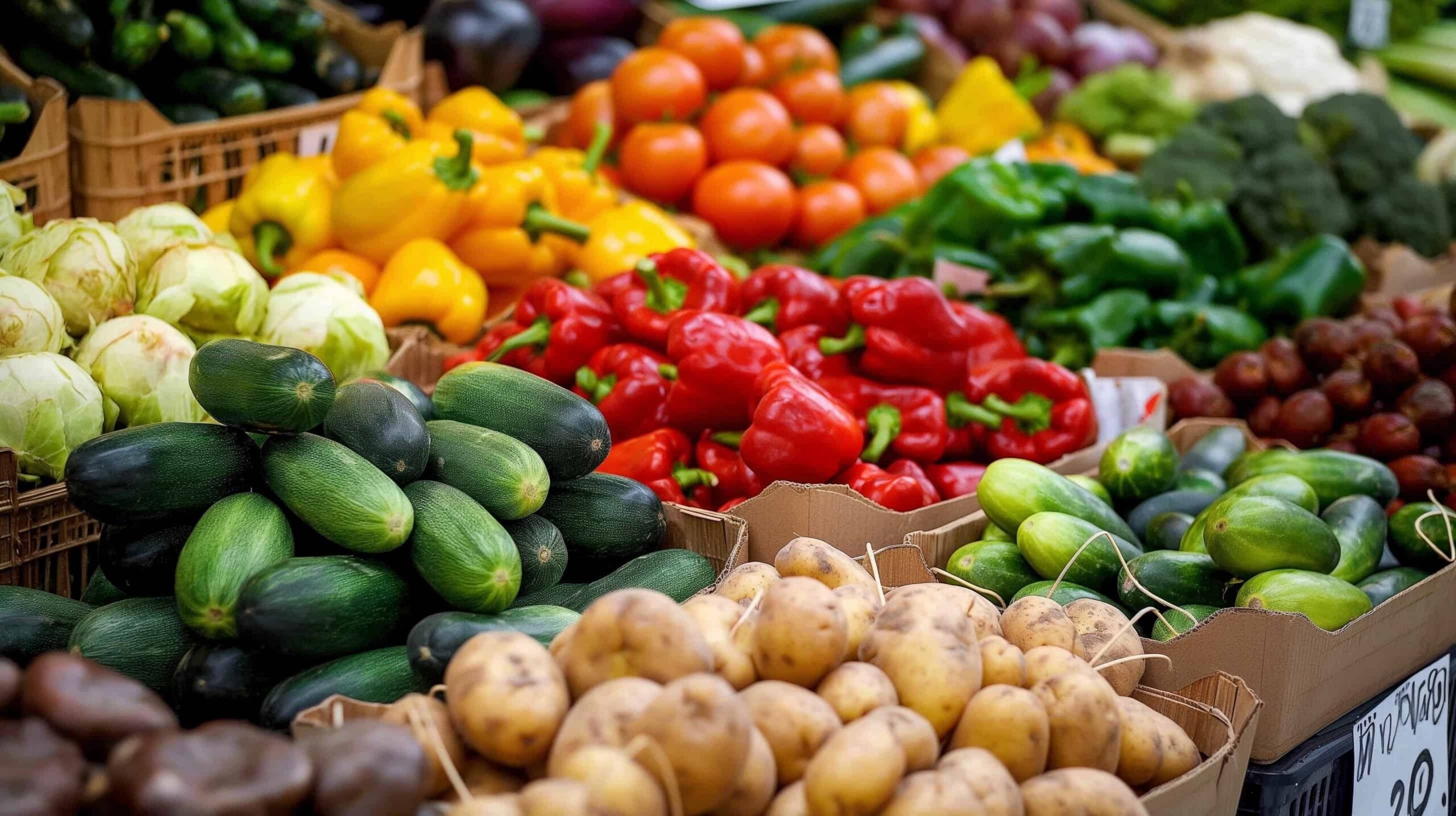 Vegetable display at farmers market in Gold Coast